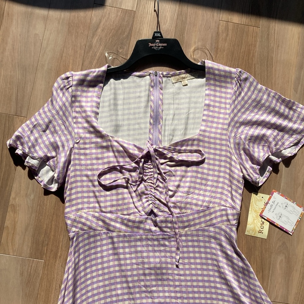 Rewind dress lilac check cinch string detail fit & flare dress XL jr - Picture 4 of 16
